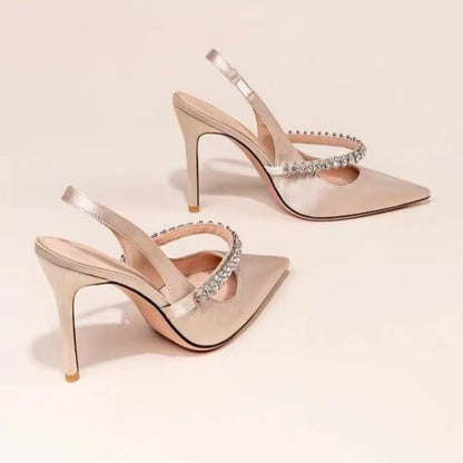 Women’s 2026 high-heeled shoes: pointed-toe, stiletto heels, elegant sandals with rhinestone embellishments