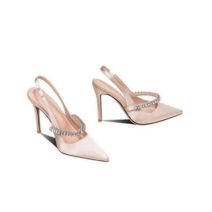 Women’s 2026 high-heeled shoes: pointed-toe, stiletto heels, elegant sandals with rhinestone embellishments