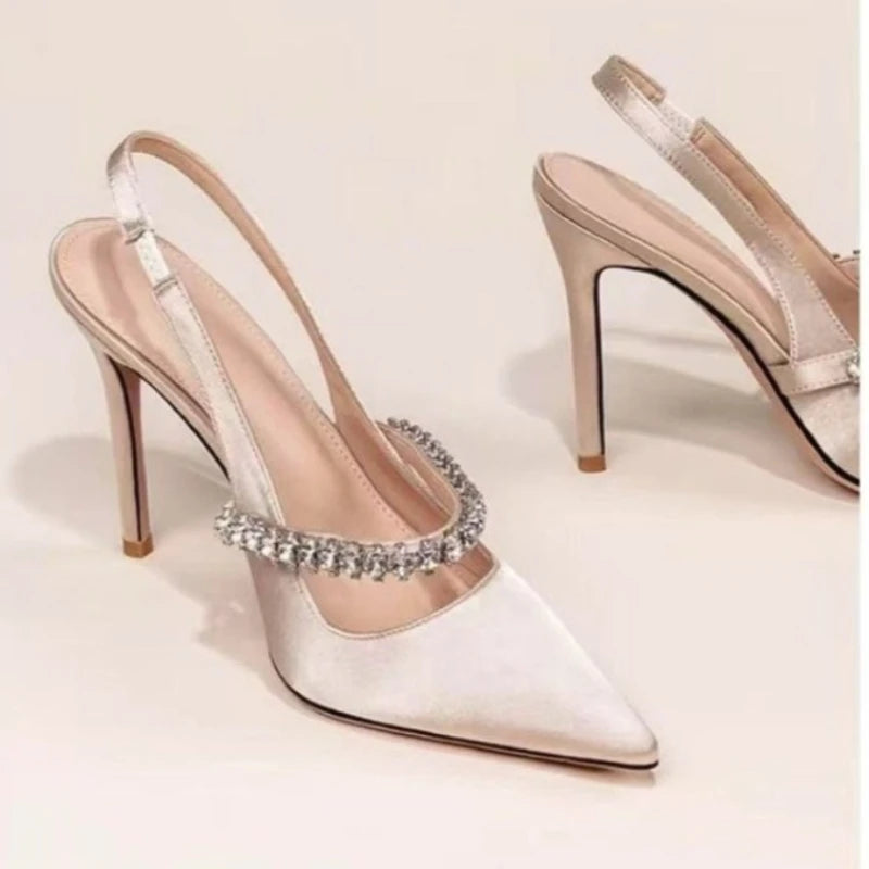 Women’s 2026 high-heeled shoes: pointed-toe, stiletto heels, elegant sandals with rhinestone embellishments