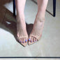 Fashion Slippers Open-toe Pointed Toe High Heels Women's Super High Heels Sandals Patent Leather Sexy Black Women's Shoes 34-40