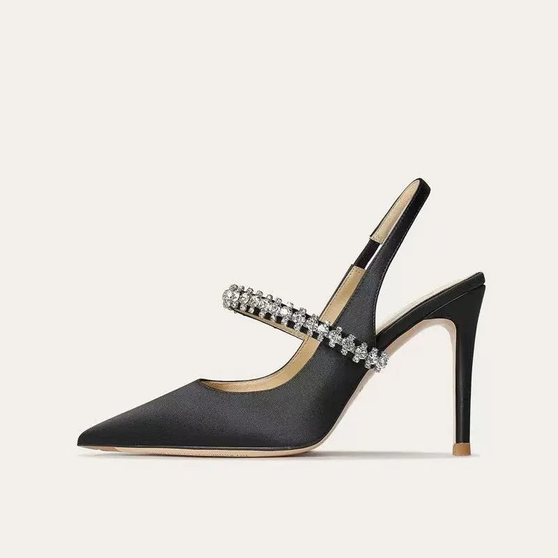 Women’s 2026 high-heeled shoes: pointed-toe, stiletto heels, elegant sandals with rhinestone embellishments
