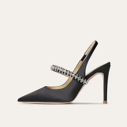 Women’s 2026 high-heeled shoes: pointed-toe, stiletto heels, elegant sandals with rhinestone embellishments