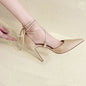 Black High Heels Shoe for Women 2026 Pointed Toe Stilettos Pumps Escarpins Femme Ankle Strap Ladies Black Apricot Footwears