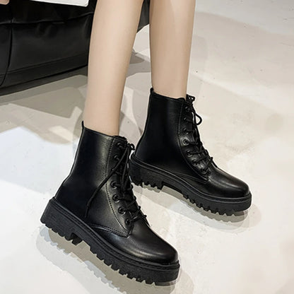 New Solid Color Simple Cross-strap Fashionable Women's Shoes Plus Velvet Warm Casual and Comfortable Short Boots Chaussure Femme