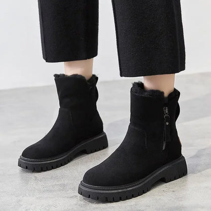 Winter Female Snow Boots Plus Velvet Shoes for Women Simple Ankle Boots Warm Womens Cotton Shoes New Large Size 43 Bottine Femme