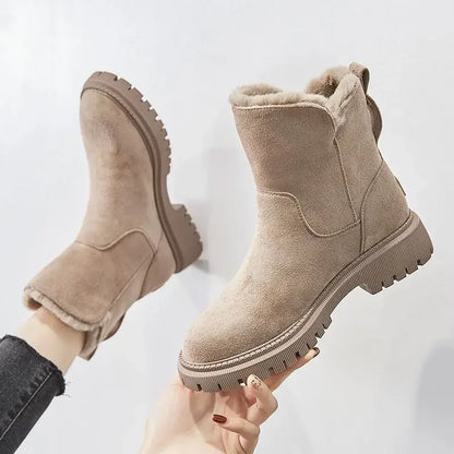 Winter Female Snow Boots Plus Velvet Shoes for Women Simple Ankle Boots Warm Womens Cotton Shoes New Large Size 43 Bottine Femme