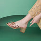 Summer Women's Slippers Fashion Patent Leather Thick Heel Sandals Temperament Square Head Open-toe Cool Slippers Chaussons Femme