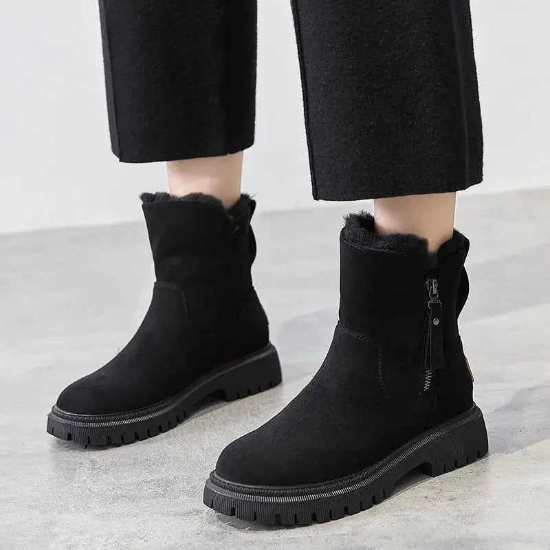 Winter Female Snow Boots Plus Velvet Shoes for Women Simple Ankle Boots Warm Womens Cotton Shoes New Large Size 43 Bottine Femme
