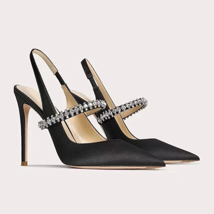 Women’s 2026 high-heeled shoes: pointed-toe, stiletto heels, elegant sandals with rhinestone embellishments